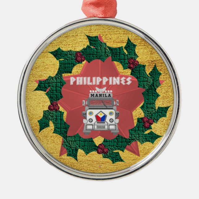 Parol, Philippines' lantern Jeepney Metal Tree Decoration (Front)