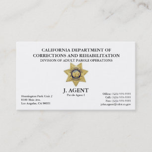 Parole Agent Business Card