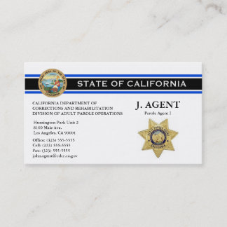 Parole Agent Business Card - Thin Blue Line