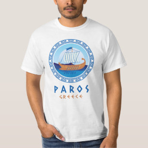Paros, Greece Greek Ship Design Men's T-Shirt