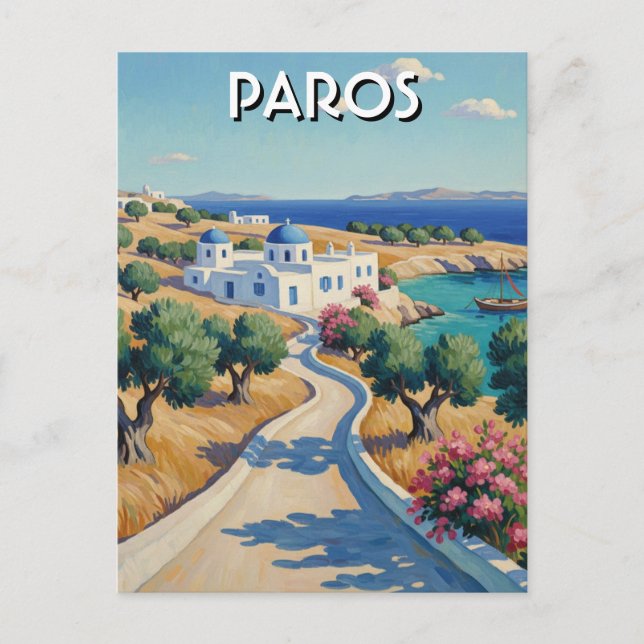Paros Greece Islands Travel Watercolor  Postcard (Front)