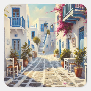 Paros Greece Islands Travel Watercolor  Square Sticker