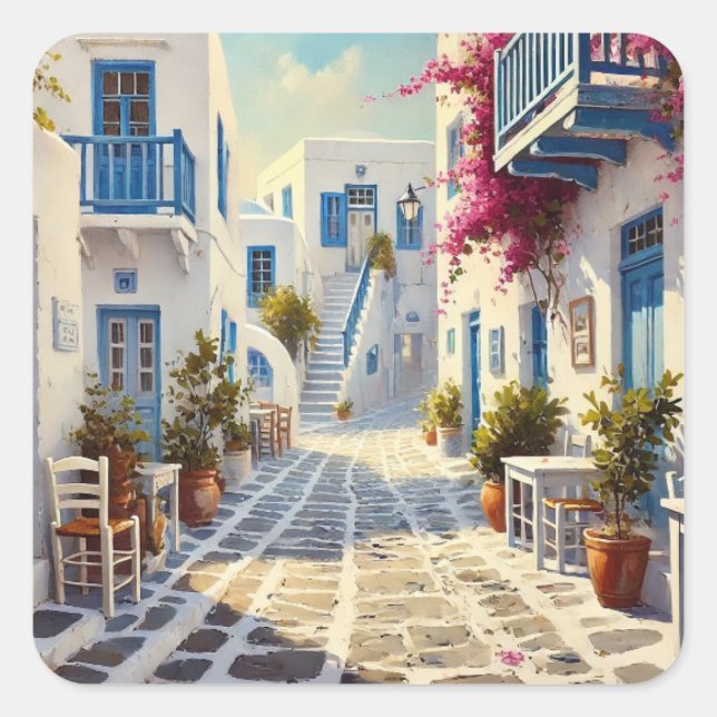 Paros Greece Islands Travel Watercolor  Square Sticker (Front)