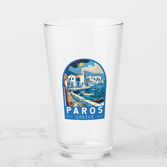Paros Greece Travel Art Vintage Glass (Front)