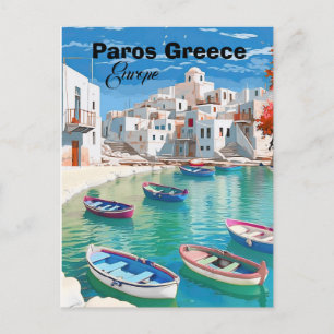 Paros Greece Travel Postcard Art, Paros Postcard G
