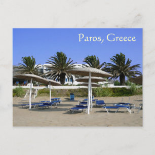 Paros Island, Greece Beach Umbrellas Postcard