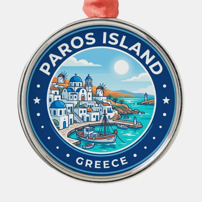 Paros Island Greece Metal Tree Decoration (Front)