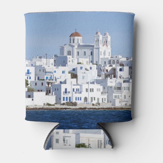Paros Village Naoussa Island View Can Cooler (Front)