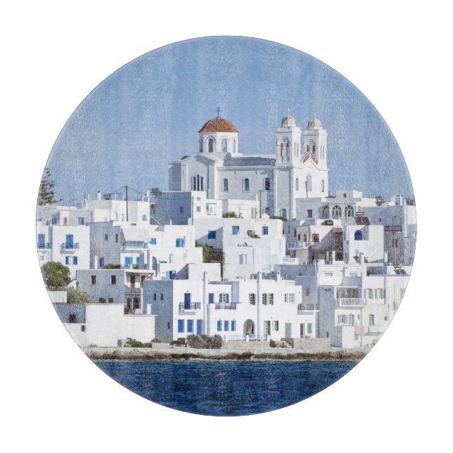 Paros Village Naoussa Island View Cutting Board (Front)