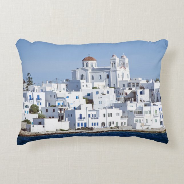 Paros Village Naoussa Island View Decorative Cushion (Front)