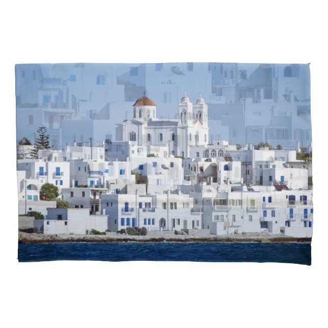Paros Village Naoussa Island View Pillowcase (Front)
