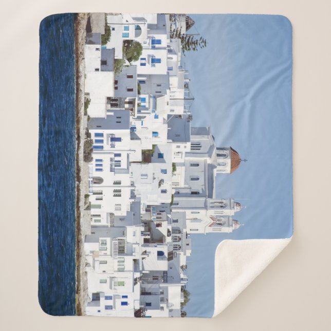 Paros Village Naoussa Island View Sherpa Blanket (Front)