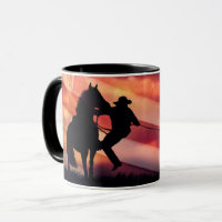 Parotic Roping Cowboy and Horse American Flag