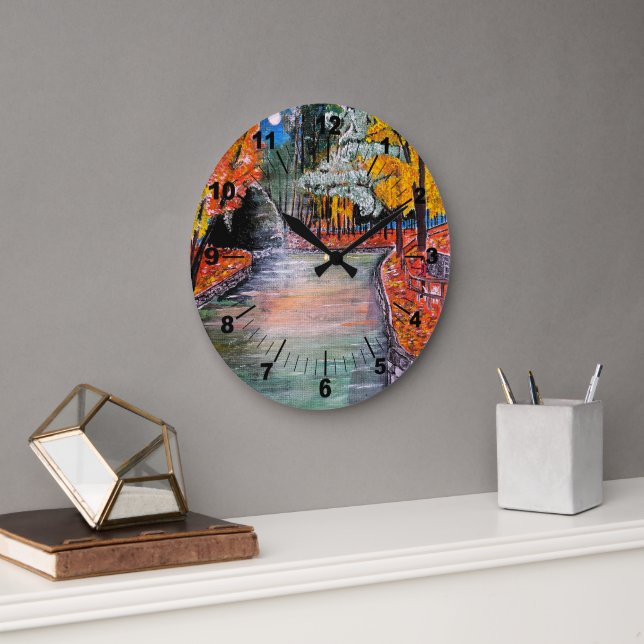Parque de San Vicente Painting by Alfred Fox Large Clock (Office)