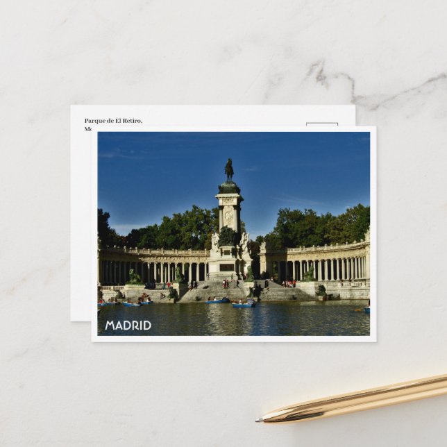 Parque El Retiro, Madrid Postcard (Front/Back In Situ)