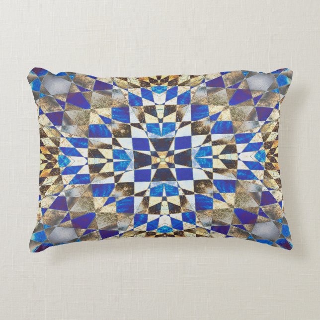 Parquet Blue Accent Pillow (Front)