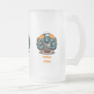Parrilla G'rilla Master BBQ Griller Fun Pun Frosted Glass Beer Mug