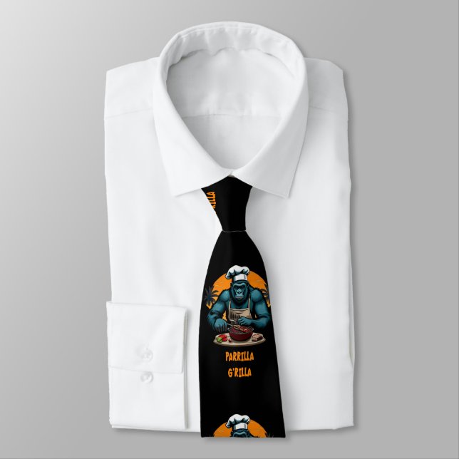 Parrilla G'rilla Master BBQ Griller Fun Pun Tie (Tied)
