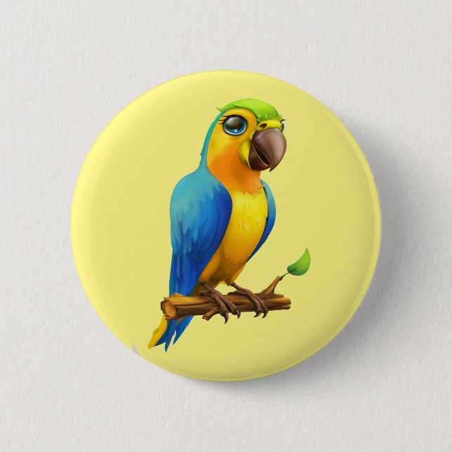 Parrot  6 cm round badge (Front)