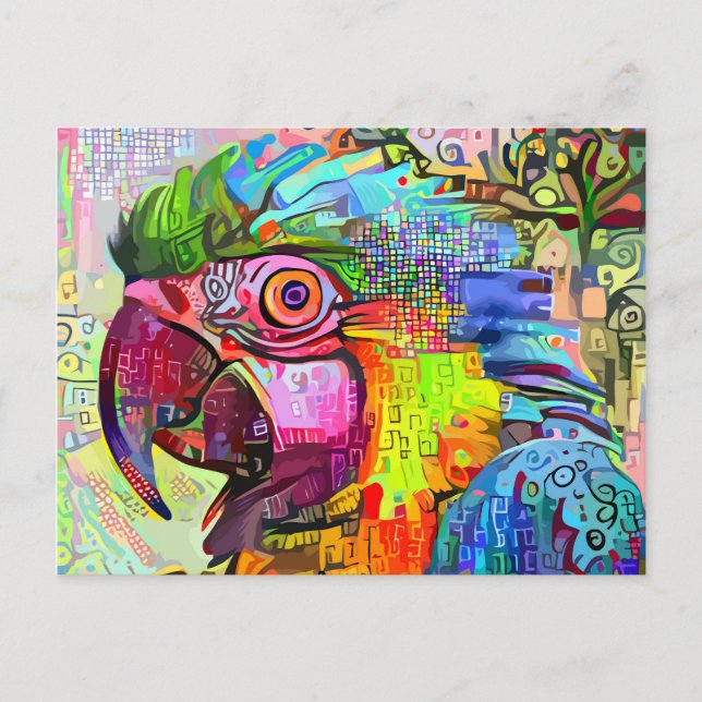 Parrot Abstract Impressionist Portrait Painting Postcard (Front)