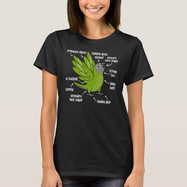 Parrot Anatomy I Dusky headed Conure T-Shirt (Front)