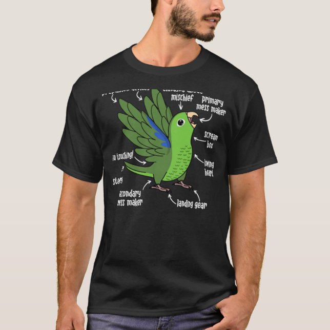 Parrot Anatomy I Green Parrotlet T-Shirt (Front)