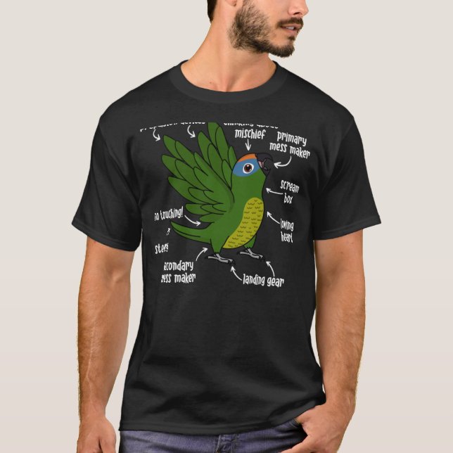 Parrot Anatomy I Peach fronted Conure T-Shirt (Front)