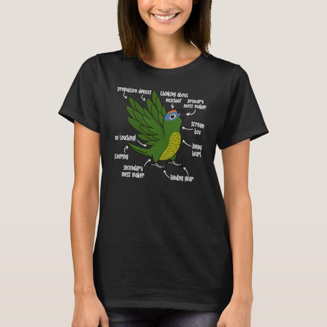 Parrot Anatomy I Peach fronted Conure T-Shirt (Front)