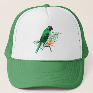 Parrot And Flower Trucker Hat
