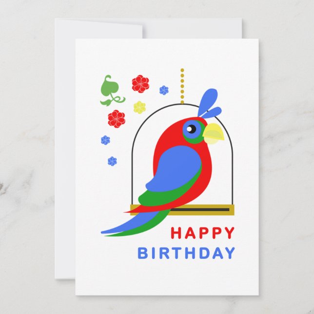 Parrot and Flowers Card (Front)