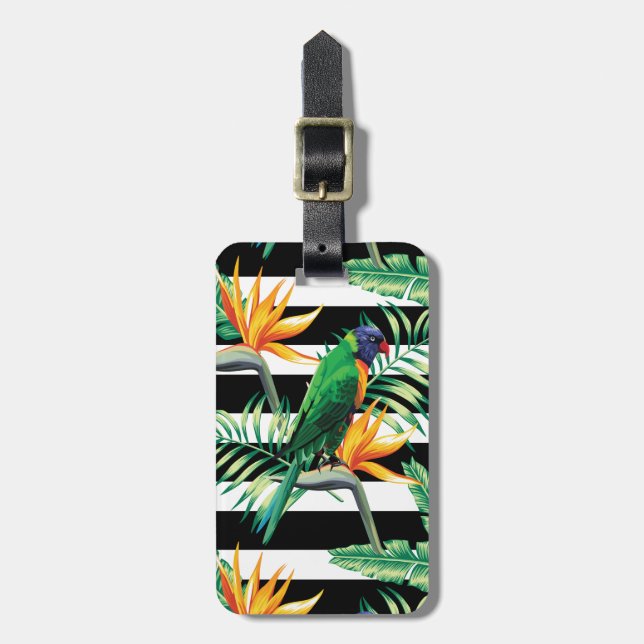 Parrot And Orange Flower Luggage Tag (Front Vertical)