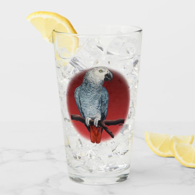 Parrot Art Glass African Gray Glass Personalize (Front Ice)