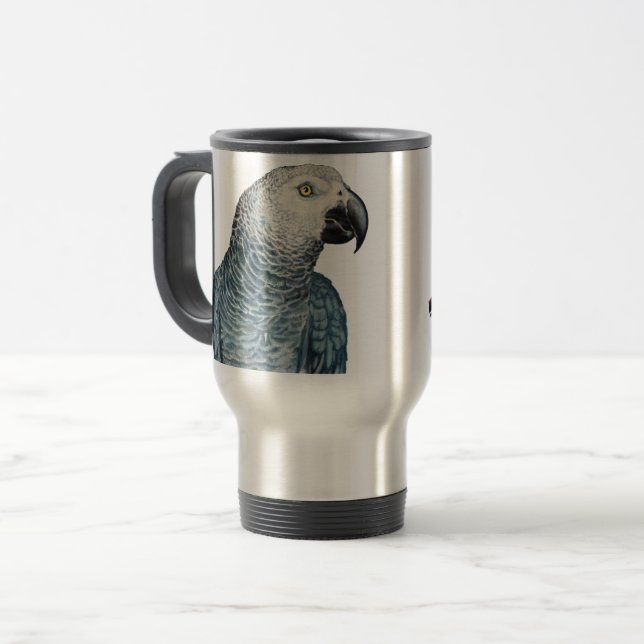Parrot Art Travel Mug African Grey Travel Mugs (Front Left)