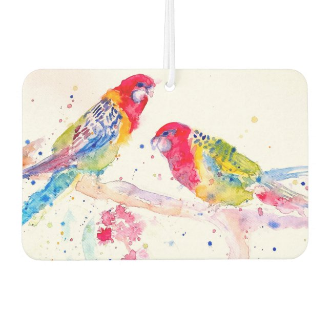 Parrot art Watercolour Painting Aqua Colorful  Car Air Freshener (Front)