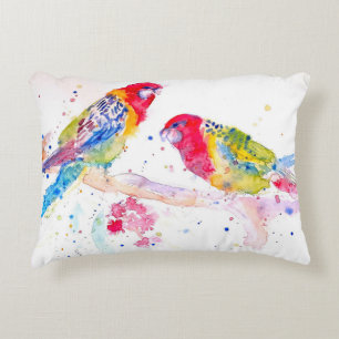 Parrot art Watercolour Painting Aqua Colourful  Decorative Cushion