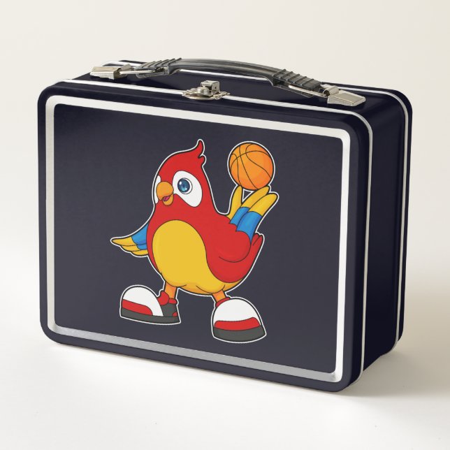 Parrot as Basketball player with Basketball Metal Lunch Box (Front)