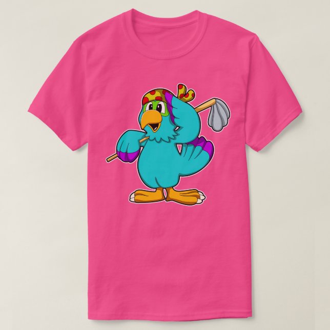 Parrot as Cleaner with Mop T-Shirt (Design Front)