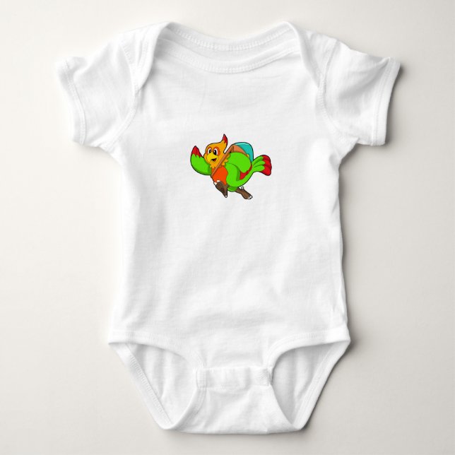 Parrot as Hiker with Backpack Baby Bodysuit (Front)
