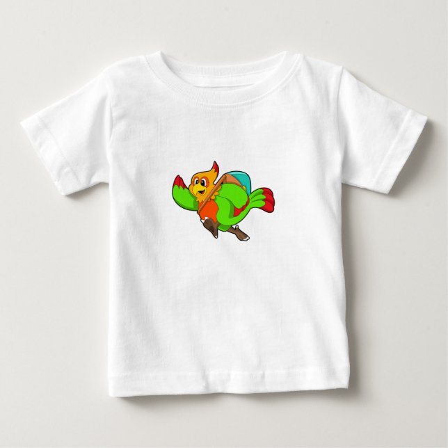 Parrot as Hiker with Backpack Baby T-Shirt (Front)