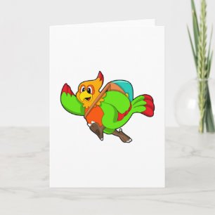 Parrot as Hiker with Backpack Card