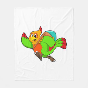 Parrot as Hiker with Backpack Fleece Blanket