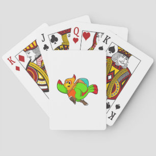 Parrot as Hiker with Backpack Playing Cards