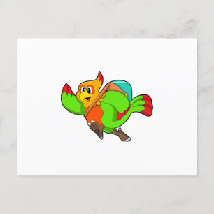 Parrot as Hiker with Backpack Postcard