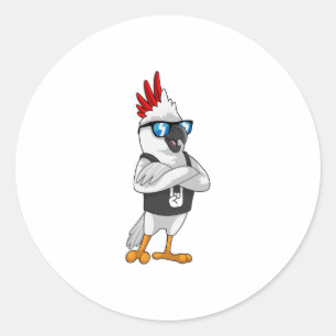 Parrot as Musician with Sunglasses Classic Round Sticker