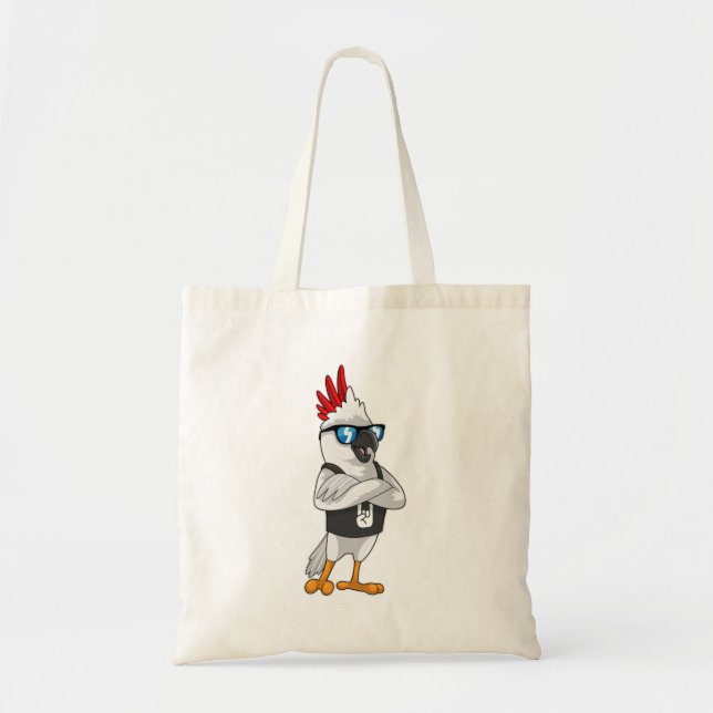 Parrot as Musician with Sunglasses Tote Bag (Front)