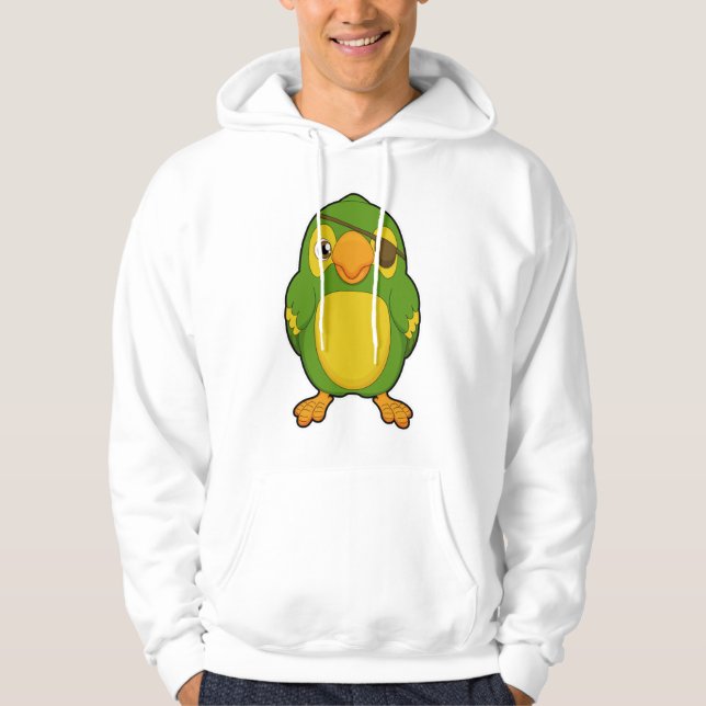 Parrot as Pirate with Eyepatch Hoodie (Front)