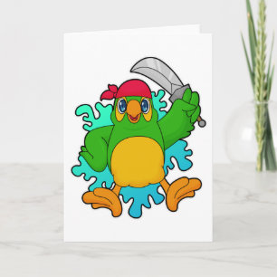 Parrot as Pirate with Sword Card