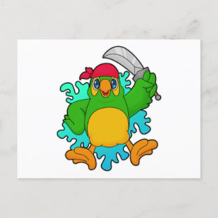 Parrot as Pirate with Sword Postcard