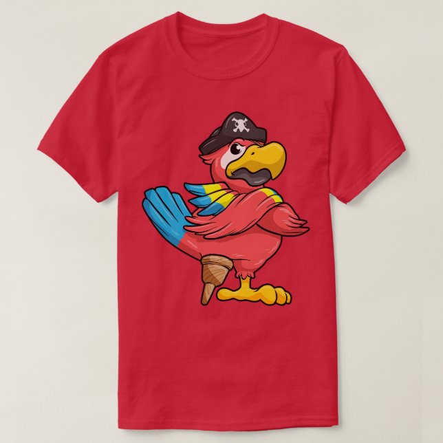 Parrot as Pirate with Wooden leg and Pirate hat 1 T-Shirt (Design Front)