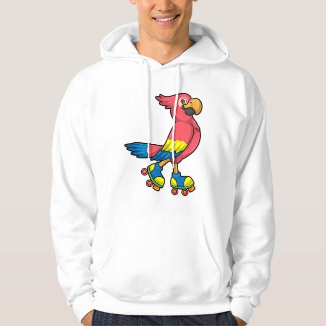 Parrot as Skater with Roller skates Hoodie (Front)
